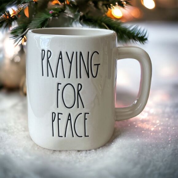 NEW! Rae Dunn Praying for Peace Ceramic Mug - Picture 1 of 4